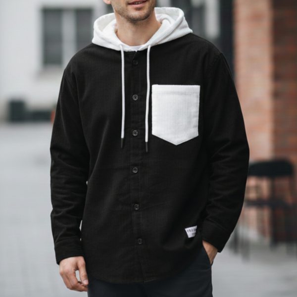 Cord Hoodie Black